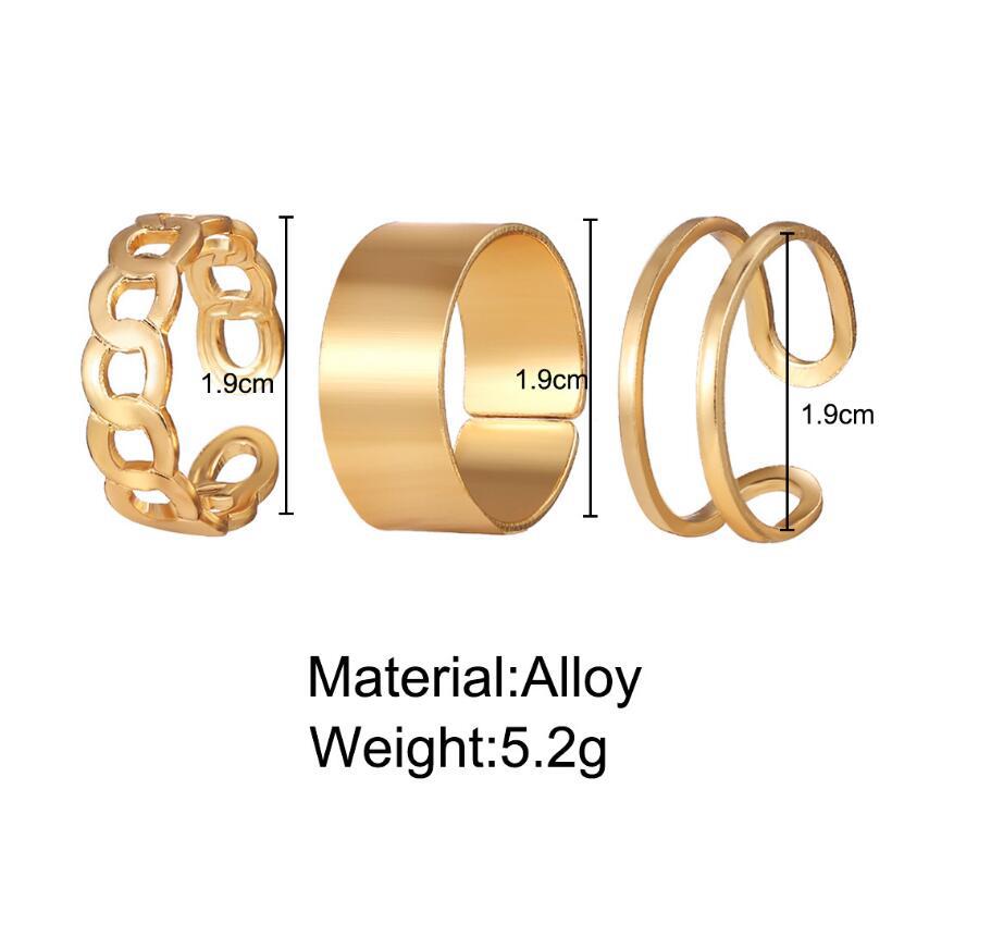 Fashion Creative Simple Fashion Geometric Chain Opening Twist Ring Three-piece Set display picture 1