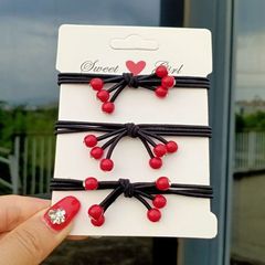 Korean-style hair accessories, new three-branch hair tie with small red beads and water-cut diamonds, fashionable headband hair tie hair accessory