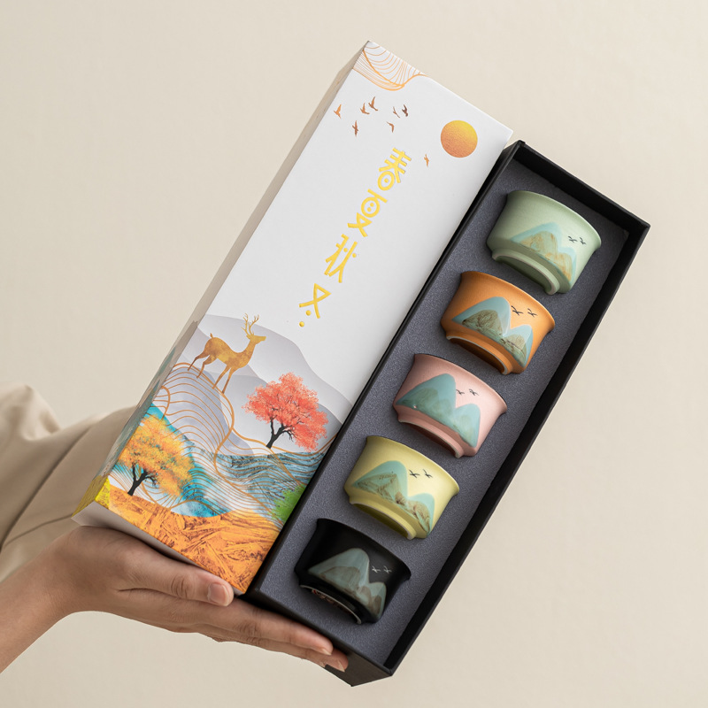 Juego de regalo de empresa de cerámica, bienestar del personal, aniversario de la empresa, recuerdo, taza de té, taza de publicidad impresa, LOGOTIPO