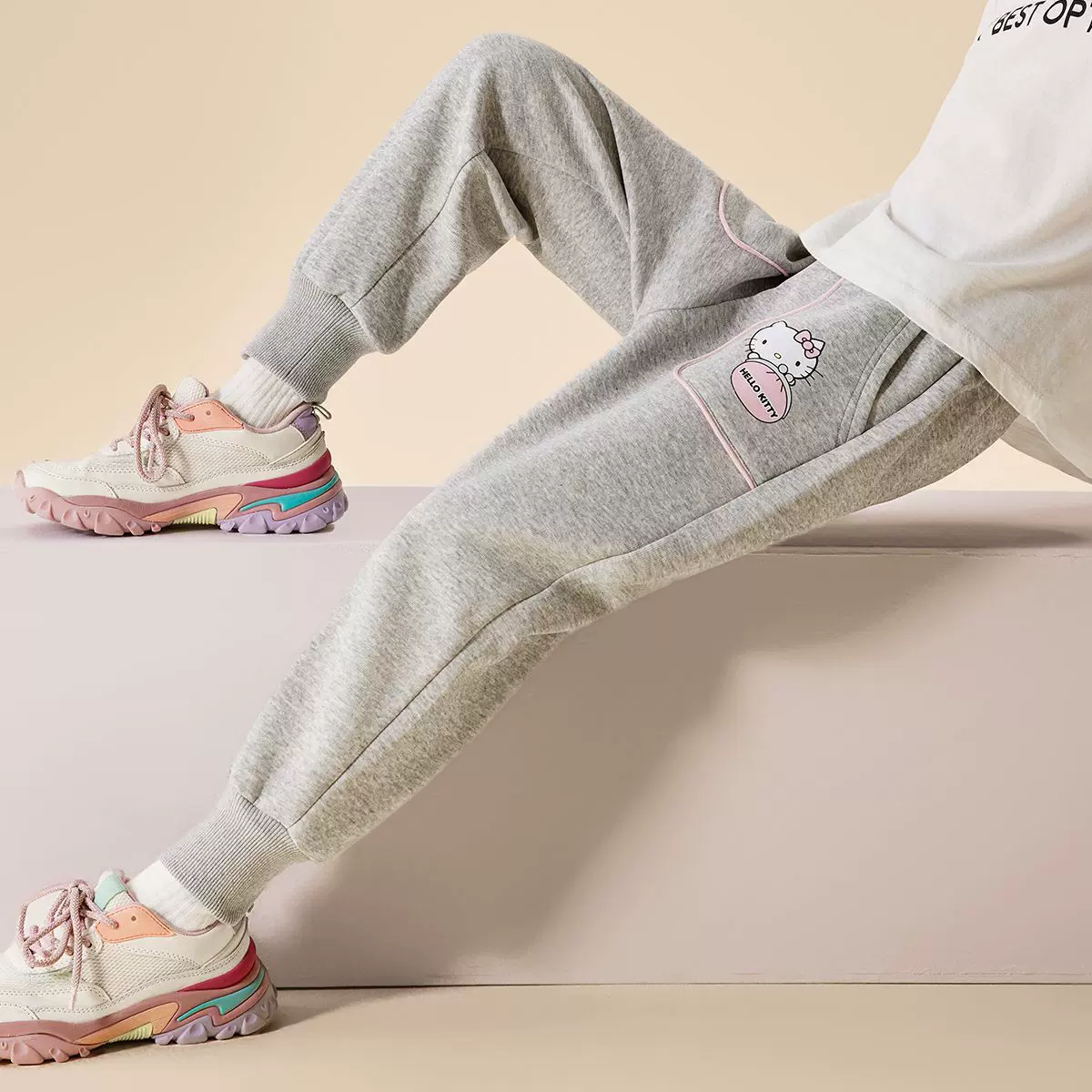 HelloKitty2026新款春款针织裤儿童运动卫裤女童宽松裤子休闲百搭