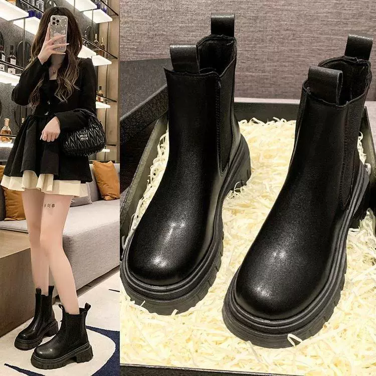 Британские ботинки Martin сапоги женский 2024 осень-зима новый маленький мужчина с толстым дном табачные сапоги внешней торговли толстые каблуки теплые мотоциклетные сапоги