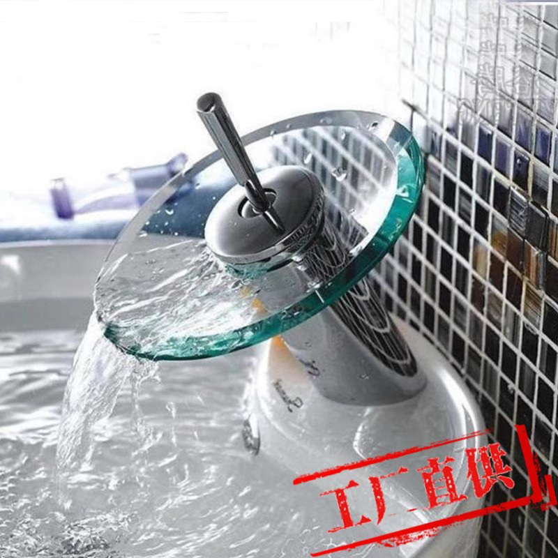 Grifos de agua de cascada de vidrio de cobre caliente y frío bañera fábrica de baño directo de comercio exterior transfronterizo para agua de cascada