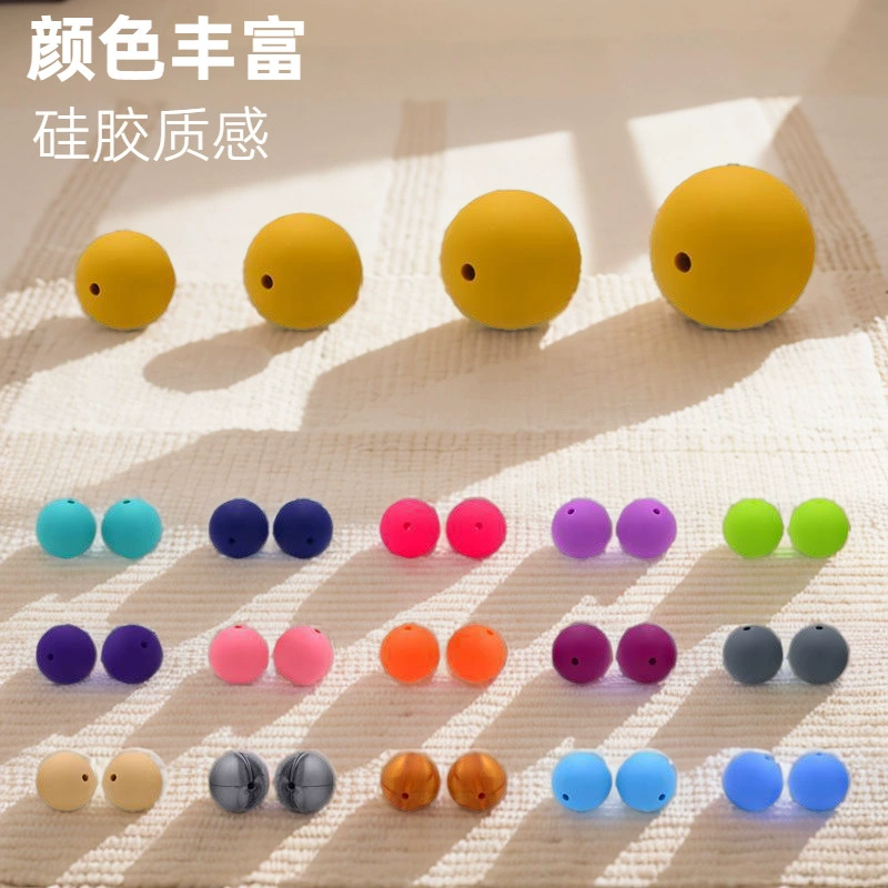 15 мм силиконовые круглые бусины детские моляры кусают ювелирные изделия сокровище молочный браслет DIY браслет ожерелье аксессуары материалы оптом