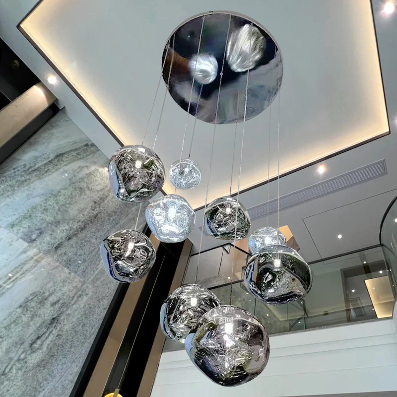 Creative Staircase Lava Chandelier, Personalized Restaurant Bar Lamp, Villa Duplex Living Room Dining Room Stairwell Chandelier