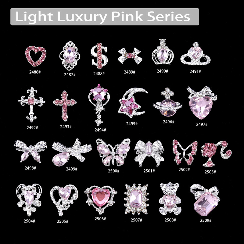 Cross-Border Nail Art Accessories Hot-Selling Silver Gemstone Heart Bow Pink Rhinestone Nail Decorations Wholesale Light Luxury Cross-Border Nail Art Accessories Hot-Selling Silver Gemstone Heart Bow Pink Rhinestone Nail Decorations Wholesale Light Luxury