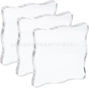 In-Stock 6-Piece Set of Transparent Acrylic Silicone Stamp Blocks with Grid Handles and Backing Plates for DIY Scrapbooking