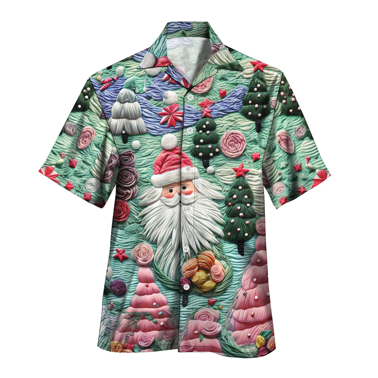 2024 otoño nuevo estilo personalidad colorido contraste color de un solo pecho cuello cubano estampado camisa de manga corta MB33