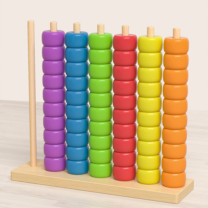 Madera colorida cuentas de educación temprana marco de cálculo de color contra toque divertido jardín de infantes entrenamiento de bebés juguetes de puzzle