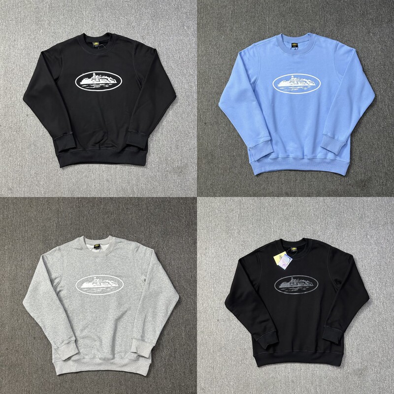 Beautiful Trendy Corteiz Alcatraz Island Printed Street Men's and Women's Loose Basic Loose Casual Trendy Round Neck Sweat