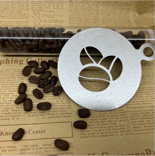 Z30K 304不锈钢咖啡拉花模具加厚印花图案喷花模咖啡撒粉模具奶盖
