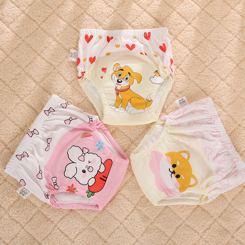 Infant training pants, washable 6-layer thick cotton diaper pants, baby cloth diapers, cotton learning pants, suitable for all seasons