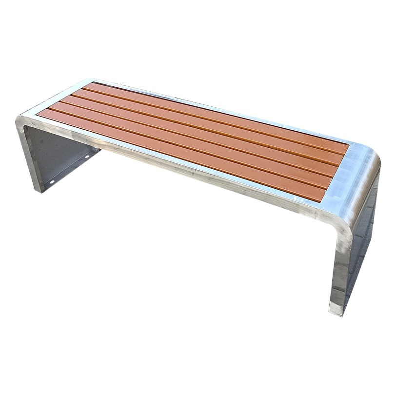 Banco de parque para exteriores, doble asiento de acero inoxidable, ideal para estaciones de autobús, plazas y patios de ocio image 1