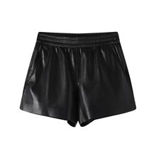 现货2025秋季新款宽松百搭橡筋高腰显瘦阔腿PU皮裤短裤MBE3SOT016