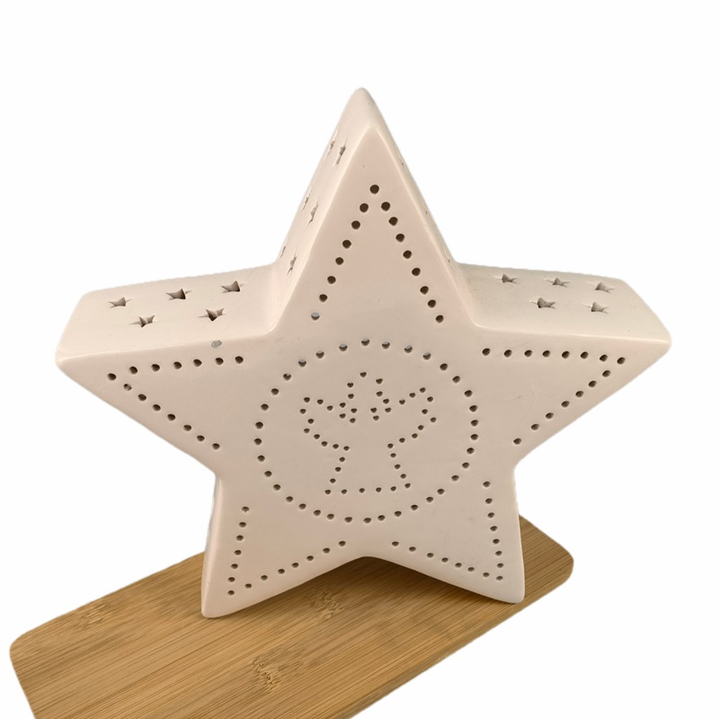 Portavelas de cerámica europeo y americano con forma de estrella de cinco puntas, portavelas con forma de corazón de estilo europeo, decoración para bodas y restaurantes, porcelana blanca