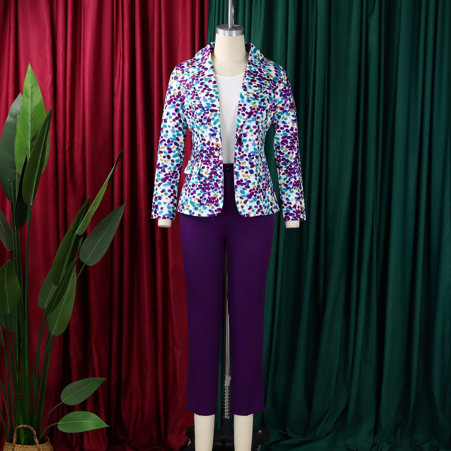 Women's Clothing Women's Fashion Printed Suit Jacket And Slim Fit Pants Two Piece Casual African Style Clothing Set_ecoleips.com