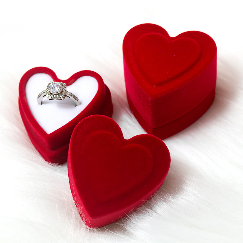 Caixa de anillo de alta calidad, caja de joyas de flojo rojo, caja de almacenamiento de anillo de amor de alta calidad, caja de almacenamiento de pendientes