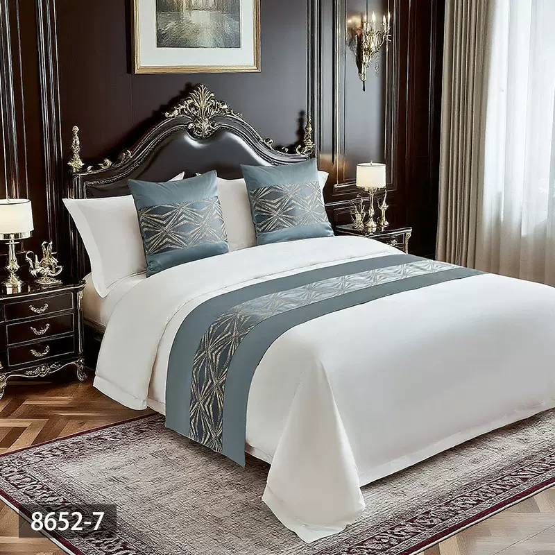 酒店宾馆床旗床尾巾民宿床上用品床盖纯色搭巾床盖装饰条桌旗