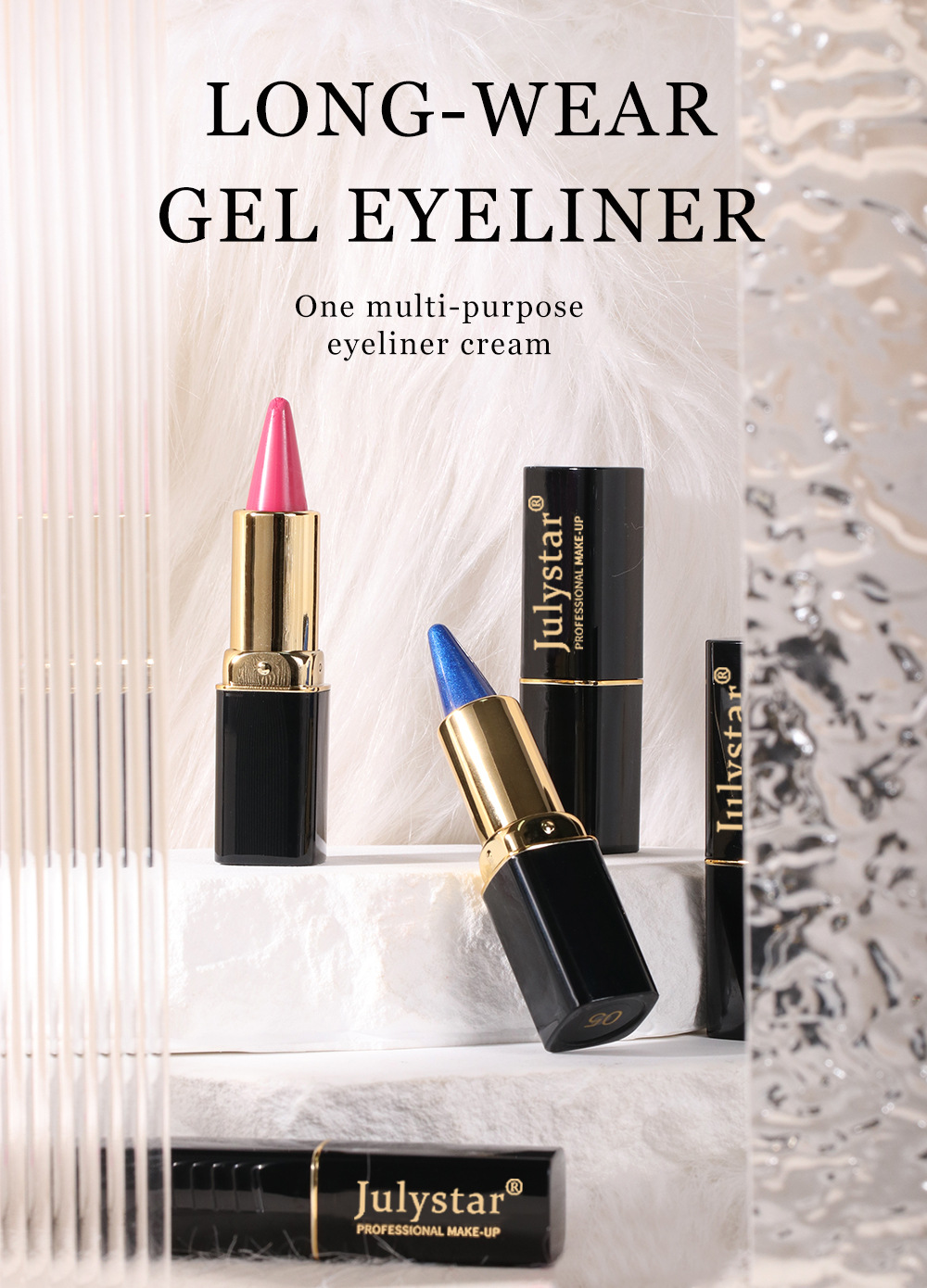 Julystar's new rich and colorful natural waterproof eyeliner gel is easy to apply, dries quickly and provides long-lasting moisture Specification drawing