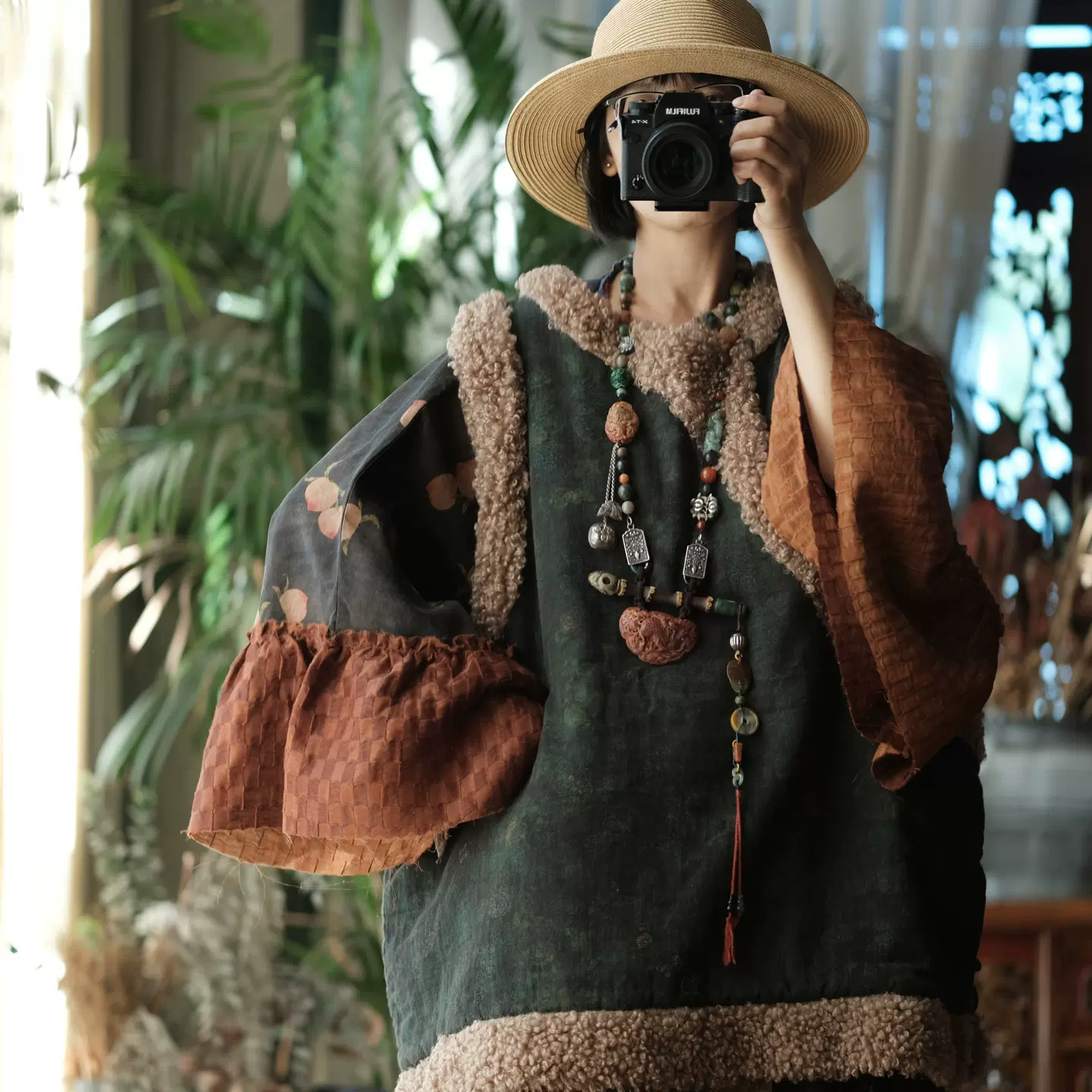 轻定制复古文艺国风中式盘扣羊卷毛夹棉坎肩马甲棉服女22241小满