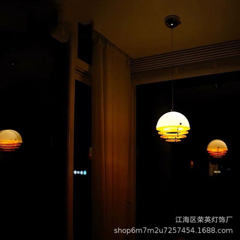 日落卧室床头吊灯中古奶油风餐桌吧台岛台吊线灯创意设计师氛围灯|undefined