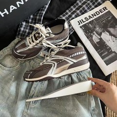 厚底显脚小阿甘鞋女网面透气德训鞋2025夏季户外运动休闲女鞋高帮