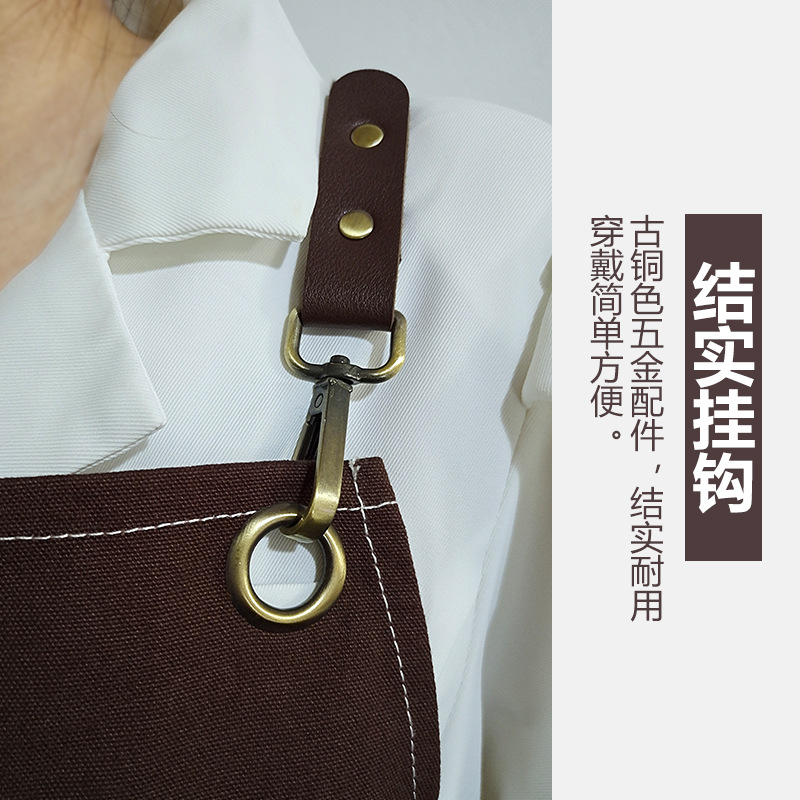 Transfronterizos Amazon canvas delantal logo personalizado moderno minimalista correa de moda barista delantal de ropa de trabajo