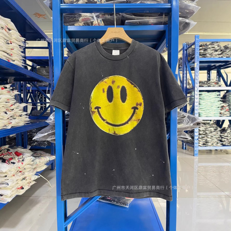Saint Michael Smiley Face Print Klf Collaboration British Electronic Music Group Washed Vintage T-Shirt Saint Michael Smiley Face Print Klf Collaboration British Electronic Music Group Washed Vintage T-Shirt