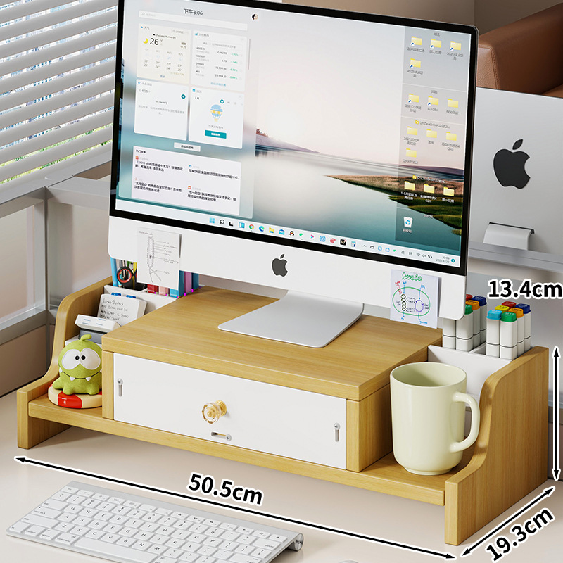 A타입 (펜홀더 4개 + 대형서랍 + 컵홀더 + 후면패널) - 원목색상