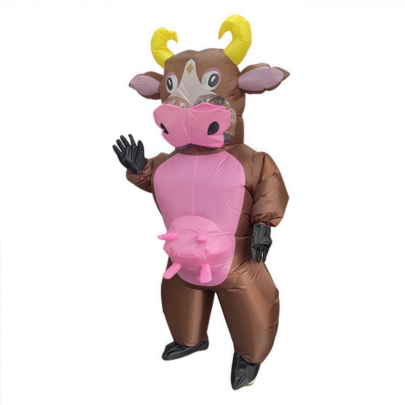 Nuevos cos transfronterizos juegan ropa inflable de gato negro lindo perro amarillo muñeca inflable creativa divertida ropa inflable de dibujos animados
