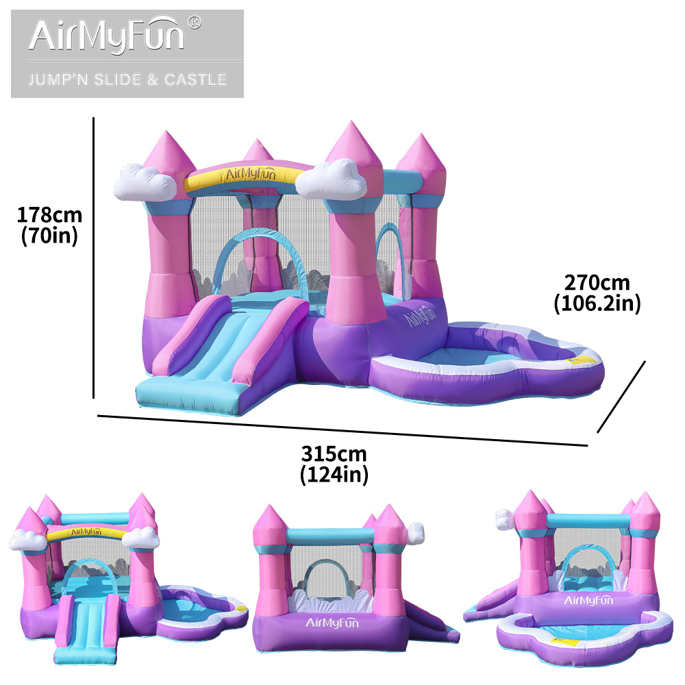 Castillo inflable para niños, tobogán inflable pequeño para interiores, parque de atracciones al aire libre, tobogán con trampolín, castillo de tela Oxford