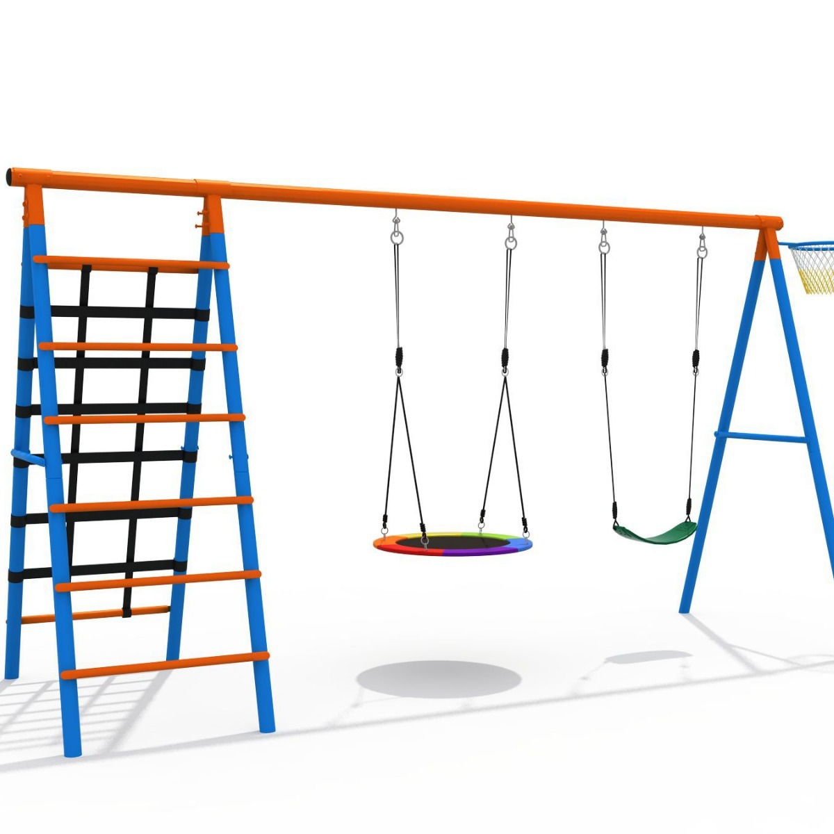 Amazon Outdoor Hanging Chair Swing Frame with Climbing Net Park Oxford Cloth Swing Home Courtyard Swing with Basketball Frame