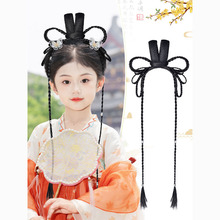 女童汉服头饰假发包古装盘发一体式懒人发箍古风表演演出发髻发包