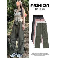 美式降落伞工装裤女夏季薄款2025新款高腰显瘦宽松垂感速干运动裤