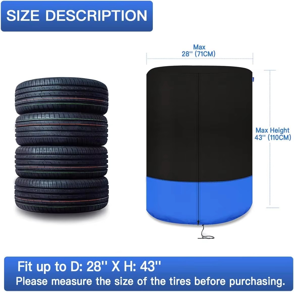 Car Tire Cover Sunproof and Waterproof 420D Oxford Cloth 4-Pack Tire Spare Tire Dust Cover Oxford Cloth Tire Cover
