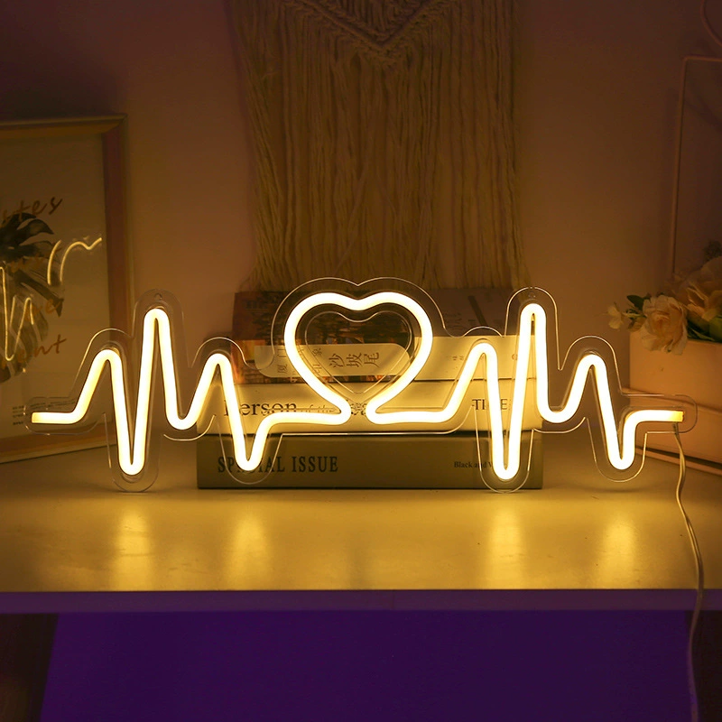 LED neon sign acrylic back panel, USB 5V‑1A with switch, decorative wall night light (various designs)