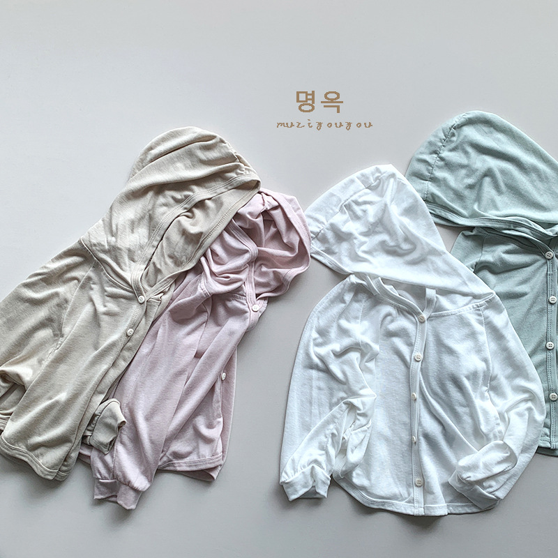 Cooling sensation children's thin sunscreen jacket summer unisex kids Korean version air-conditioned open jacket for kids simple versatile outerwear woven inside