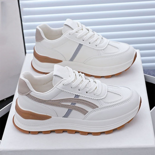 Spring Women's Shoes New Breathable White Shoes Women's Versatile Korean Style Thick-Soled Height-Increasing Sports Shoes Casual Dad Trendy Shoes