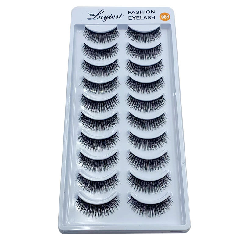 Diez pares de 088 # gruesa Cruz corta tallo duro etapa maquillaje nupcial Estudio de maquillaje especial pestañas postizas