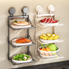 新しいキッチン吸盤食品準備収納ラック家庭用多層パンチフリーコンフィジションアーティファクト壁掛け収納ラック卸売