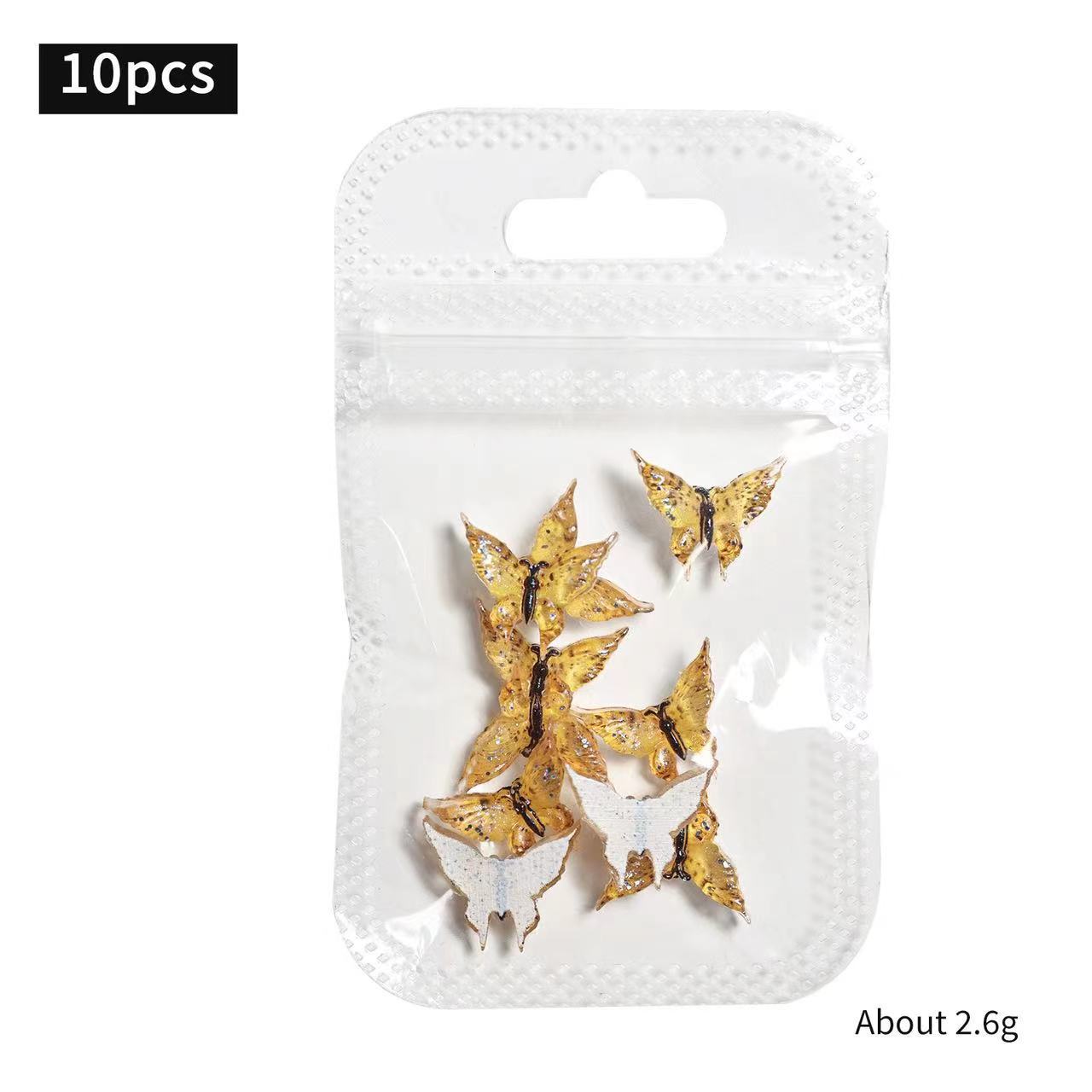 Resina de manicura roja de hadas joyas de mariposa pequeña fresca de dos colores estereoscópica gran mariposa accesorios de uñas de color gradiente