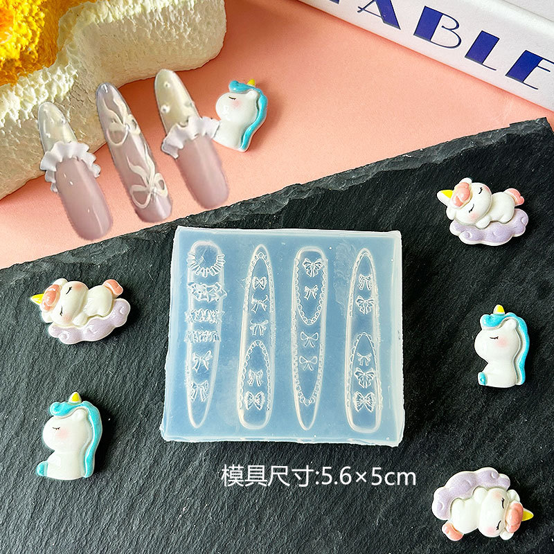 高透明遊園地トロイの木馬バニーリボンクマレリーフ漫画ネイルアート装飾金型 DIY 接着剤金型|undefined