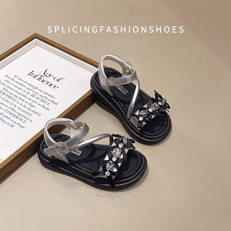 Zapatos de moda para niñas de diamante de mariposa princesa verano 2026 nuevos zapatos de moda para niños versátiles Lefour sandalias de perlas image 8