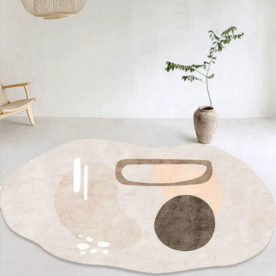 Ins-style irregular wave-shaped faux cashmere rug, simple and dirt-resistant, suitable for living room, sofa, coffee table, bedroom, and bedside decoration (Avtomobil döşəmə paspasları) - irregular-shaped-imitation-cashmere-01-4060cmimitation-cashmere-with-non-slip-plastic-bottom