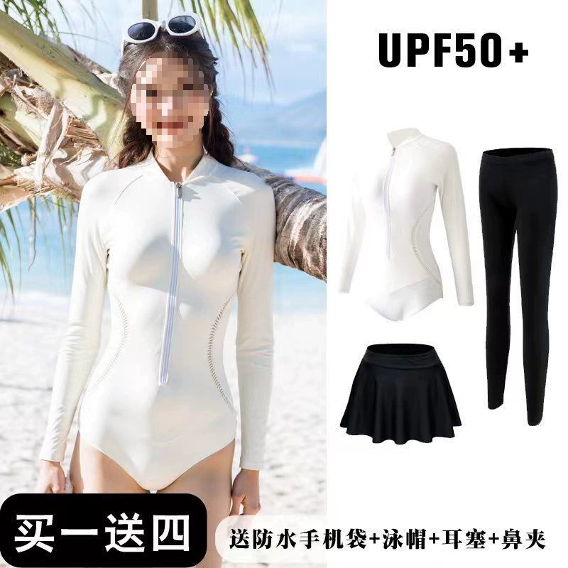 Новый цельный купальник, гидрокостюм, женские брюки с длинными рукавами, защита от солнца, быстросохнущий, для похудения, для серфинга, рафтинга, с воротником-стойкой, летний купальник