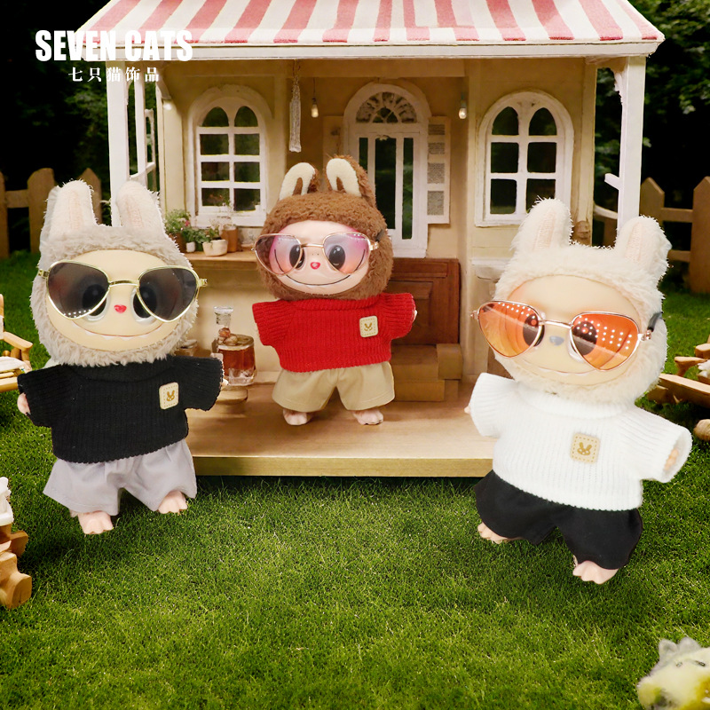 1세대 및 2세대 labubu 컬러 러브 선글라스 17cm labubu 트렌디 사진 소품 트렌디 장난감 인형 펜던트