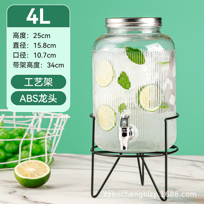 Jarra de vidrio para el hogar de gran capacidad al por mayor, moderna jarra para agua fría, recipiente para bebidas, jarra para jugo con grifo