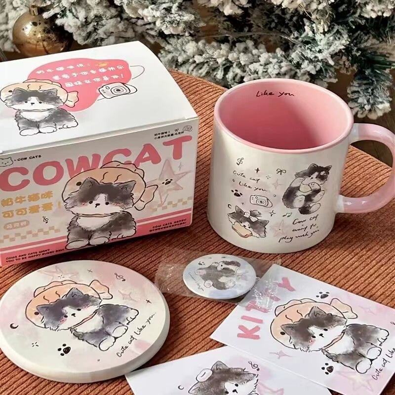 Керамическая кружка с изображением Cartoon Little Cat, чашка для дома, общежитие, кофе, молоко, подарочная кружка на день рождения, рекламная личная