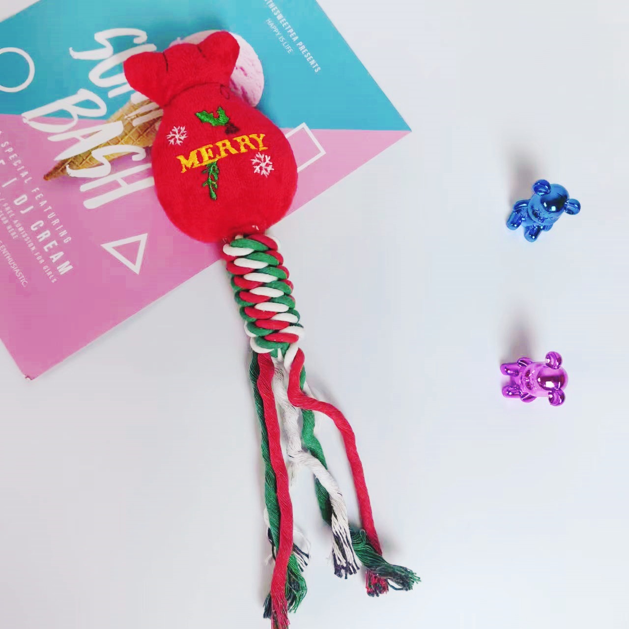 Mascotas Papá Noel regalos juguetes perros rechinar dientes dientes juguetes de peluche resistentes a morder muñeco de nieve de Navidad juguetes para perros