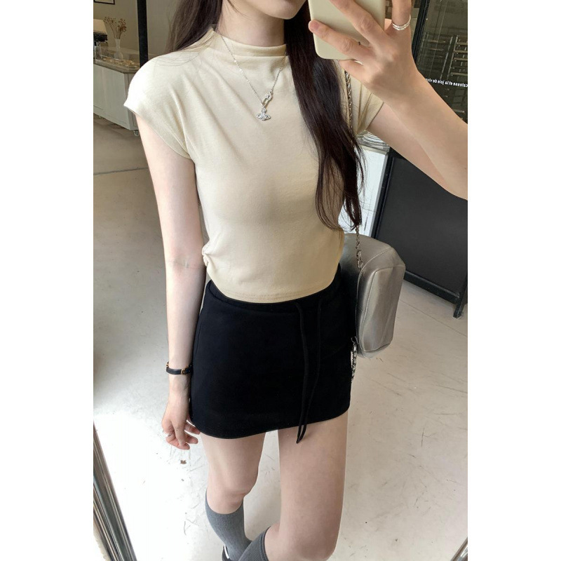 Special Wholesale Pure Desire Waist-Shaping Pleated T-Shirt for Women, Summer Hot Girl New Stylish and Beautiful Short Stylish Waist Top