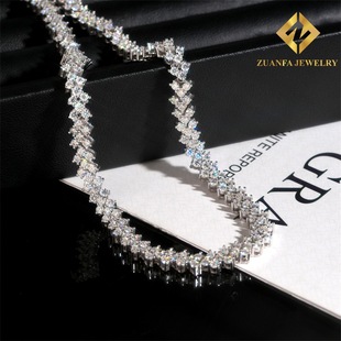 Cross-Border New Design 6mm Ice Flower S925 Silver Vvs Moissanite Necklace European and American Ladies Trendy Jewelry Ready for Sale